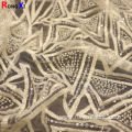 New Design Beaded White Embroidery Polyester Fabric